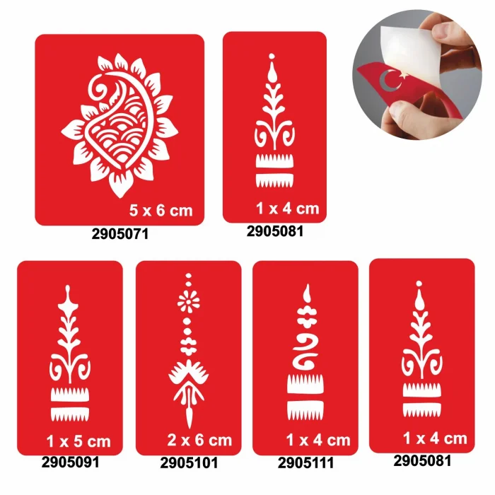 Buta 5'li Set Geçici Dövme Kına Şablonu