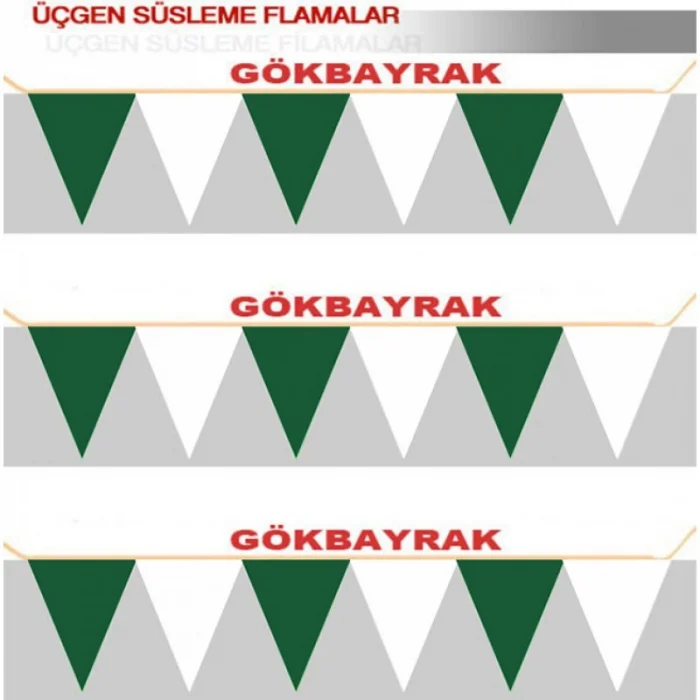 Çam Yeşil-Beyaz- Üçgen Flama-18x20 cm