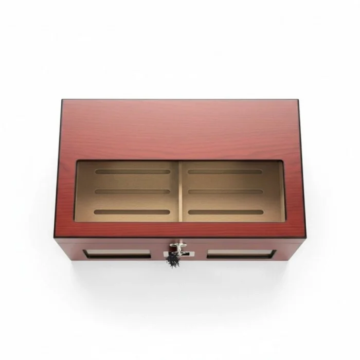 Camlı Puro Kutusu Humidor Mat Maun Vişne 100s