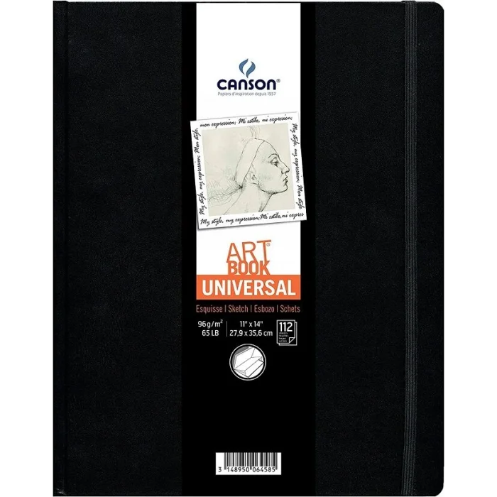 Canson Art Book Universal Sert Kapak Lastikli Eskiz Çizim Defteri 96 gr.  27.9x35.6 cm. 112 Sayfa
