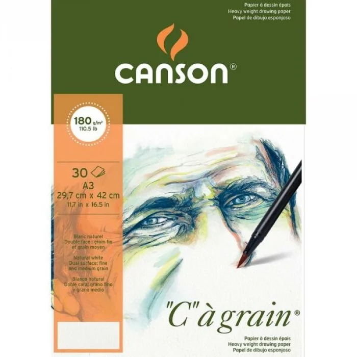 Canson Ca Grain İnce Dokulu Çizim Eskiz Defteri 180 gr. A3 30 Sayfa