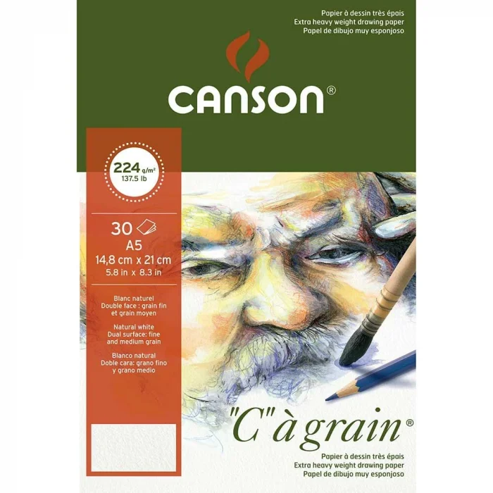 Canson Ca Grain İnce Dokulu Eskiz Çizim Defteri 224 gr. A5 30 Sayfa