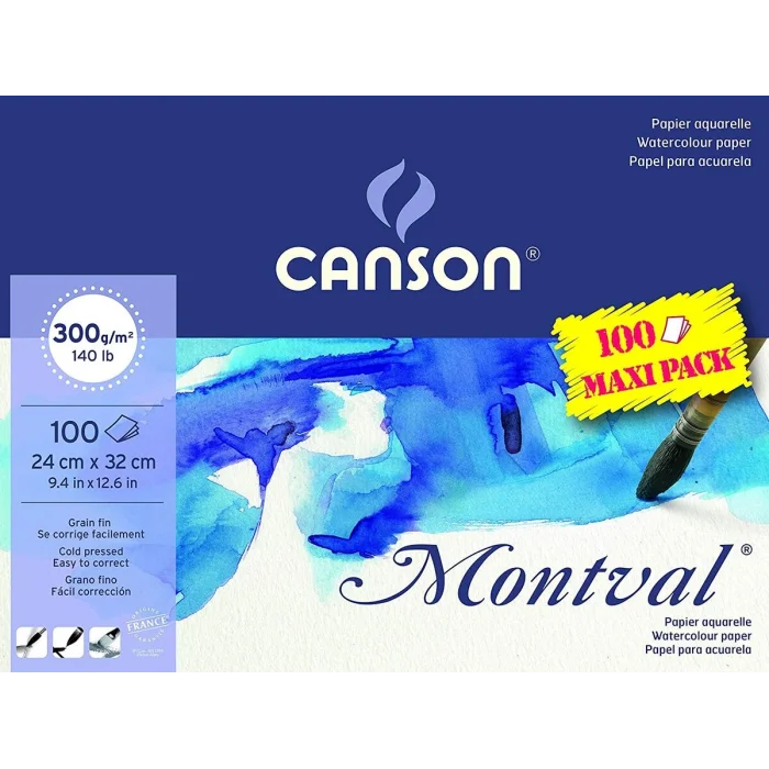 Canson Montval Maxi Pack Sulu Boya Defteri Blok 300 gr. 24x32 cm. 100 yaprak