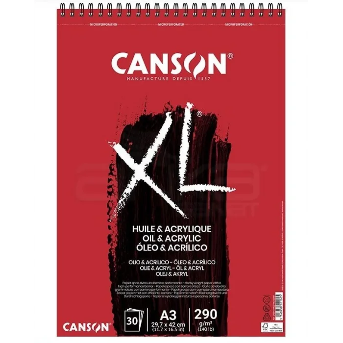 Canson XL Spiralli Yağlı Boya ve Akrilik Boya Defteri 290 gr. A3 30 yaprak