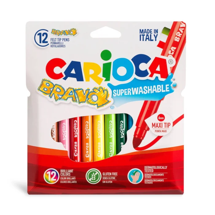 Carioca Bravo Süper Yıkanabilir Keçeli Boya Kalemi 12 Renk