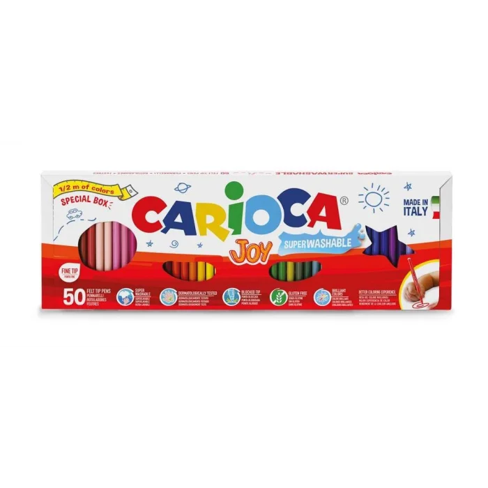 Carioca Joy Süper Yıkanabilir Keçeli Boya Kalemi Seti 50 Renk (1/2 Metre)