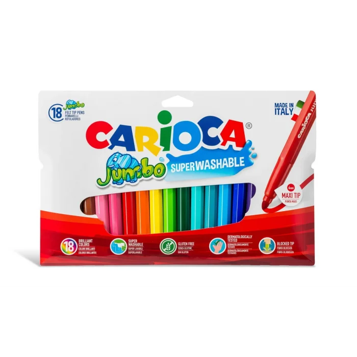 Carioca Jumbo Süper Yıkanabilir Kalın Keçeli Boya 18 Renk