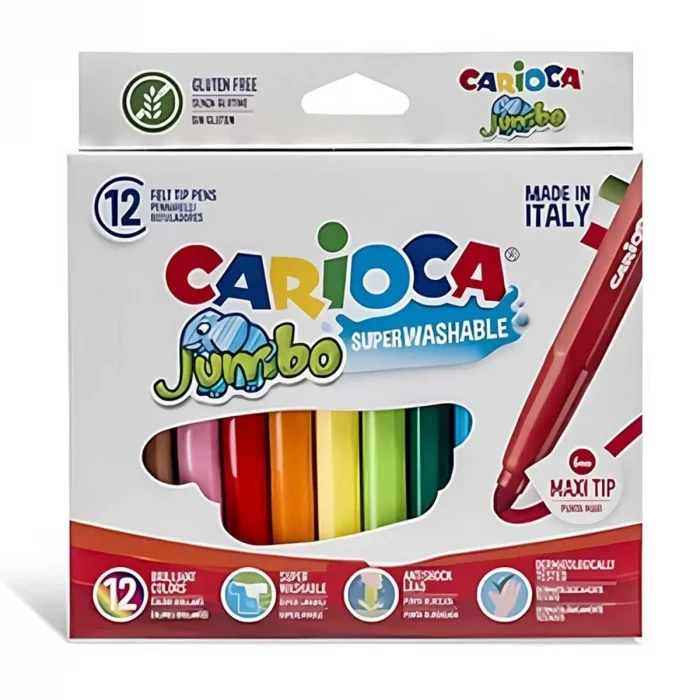 Carioca Jumbo Süper Yıkanabilir Keçeli Boya Kalemi 12’li