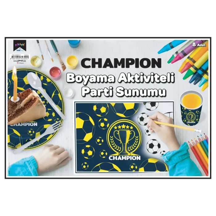 Champion Sarı Lacivert Boyama Aktiviteli Parti Sunumu