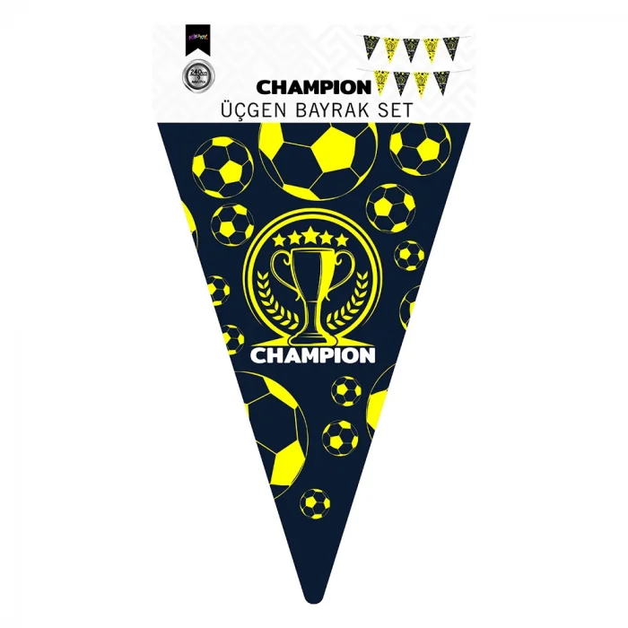 Champion Sarı Lacivert Üçgen Flama Süsleme Seti