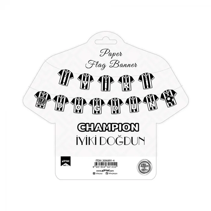 Champion Siyah Beyaz İyi ki Doğdun Harf Afiş