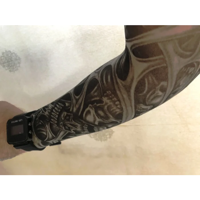 Çift Kol Giyilebilir Dövme İskelet Desenler Tattoo Sleeve