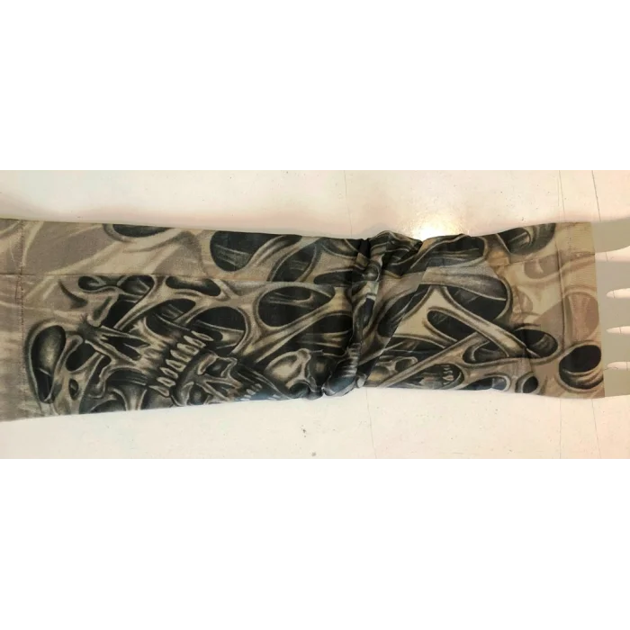 Çift Kol Giyilebilir Dövme İskelet Desenler Tattoo Sleeve