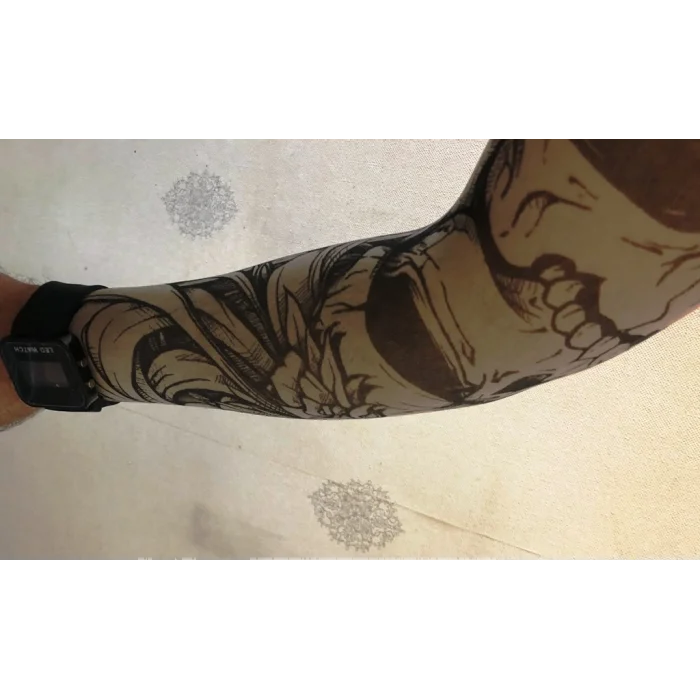 Çift Kol Giyilebilir Dövme İskeletli Desenler Tattoo Sleeve