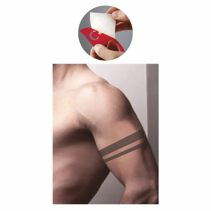 Çift Şerit Tattoo Geçici Dövme Şablonları Kına Kalıpları