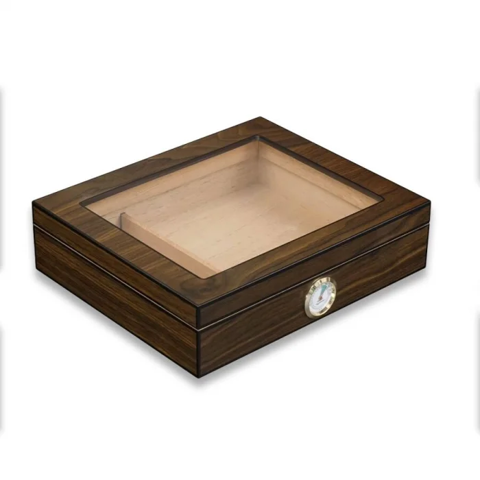 Cigarloong Camlı Puro Kutusu Humidor Ceviz 25s
