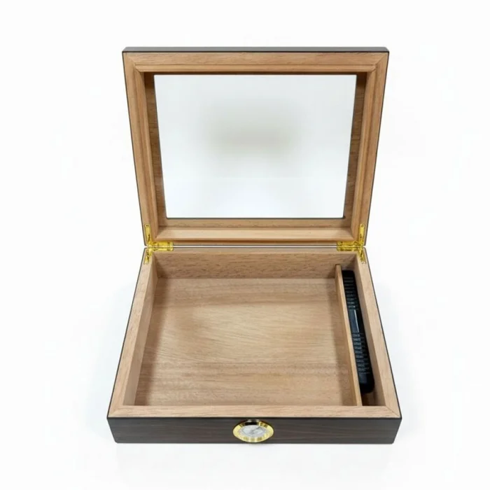 Cigarloong Camlı Puro Kutusu Humidor Ceviz 25s