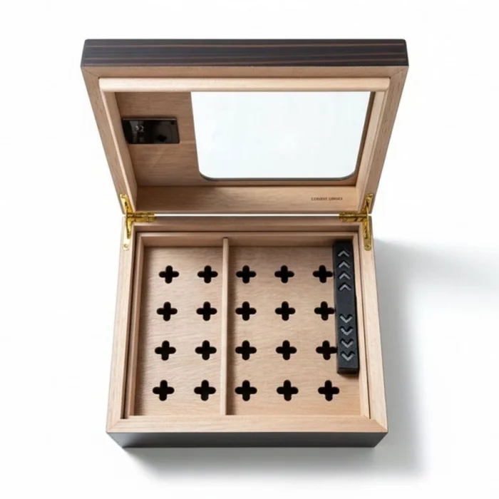 Cigarloong Camlı Puro Kutusu Humidor Ebony 40s