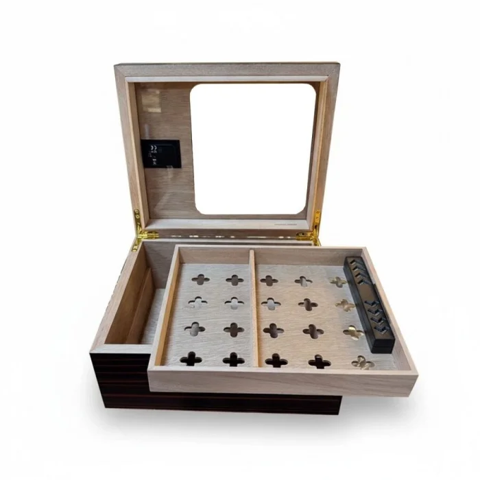 Cigarloong Camlı Puro Kutusu Humidor Ebony 40s
