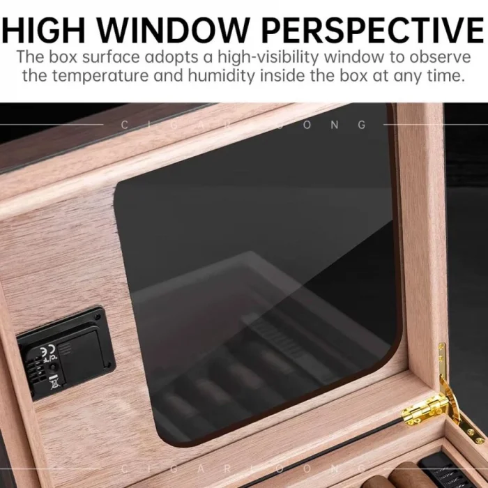 Cigarloong Camlı Puro Kutusu Humidor Karbon Desen 40s