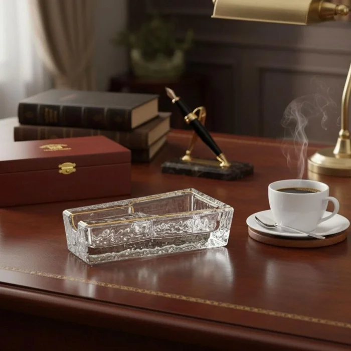 Cigarloong Kristal Cam Puro Küllüğü Clear Gold Tekli