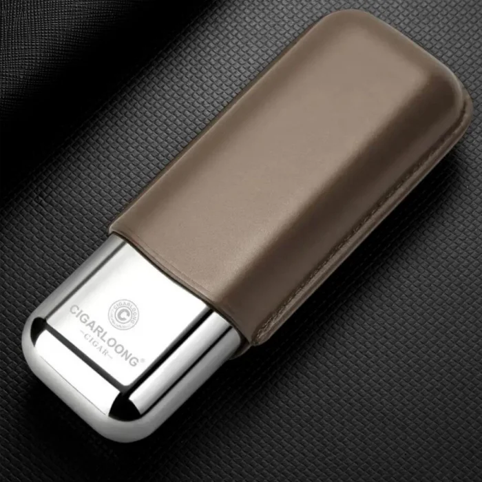 CigarLoong Metal Deri Puro Kılıfı 2li Vizon Grey 60Ring