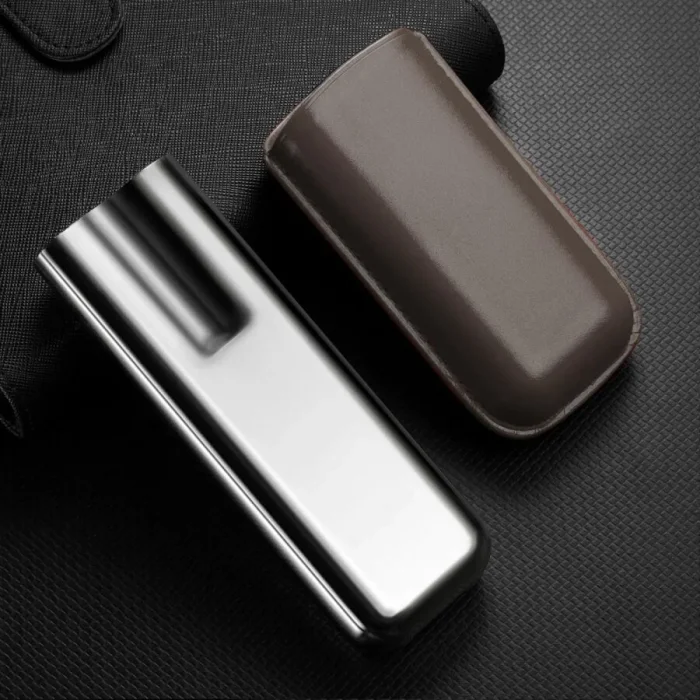 CigarLoong Metal Deri Puro Kılıfı 2li Vizon Grey 60Ring