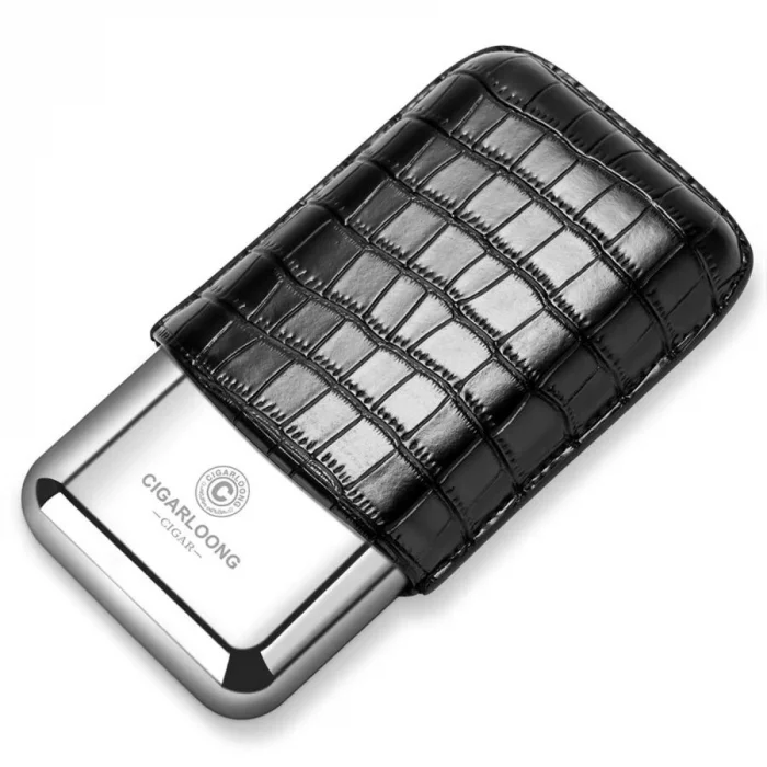 CigarLoong Metal Deri Puro Kılıfı 3lü Croco Siyah 60Ring
