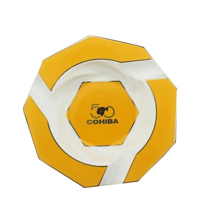 Cohiba 50.Yıl  9 Kenar Seramik Puro Küllüğü Sarı 3lü