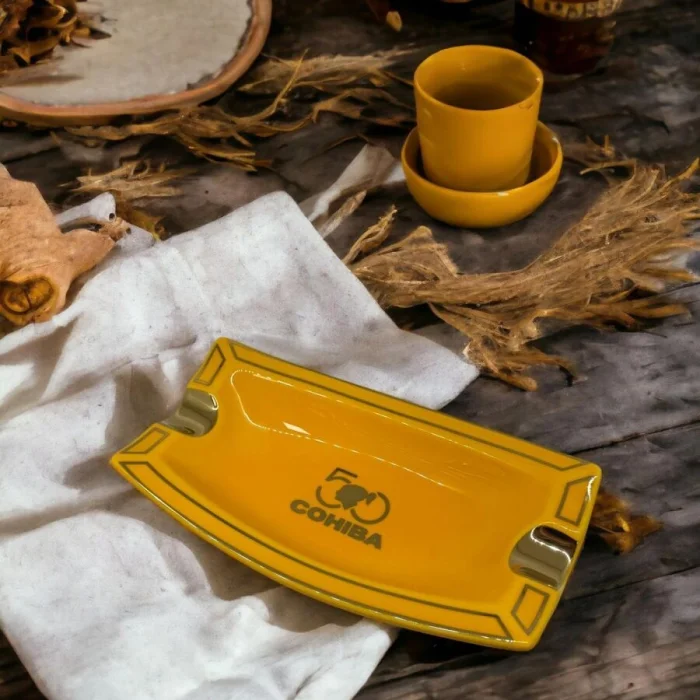 Cohiba 50.Yıl Seramik Puro Küllüğü Sarı/Gold 2li