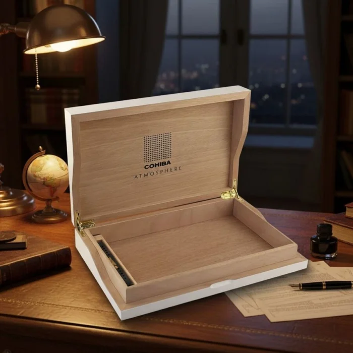 Cohiba Atmosphere Mat Beyaz Humidor Puro Kutusu 25s