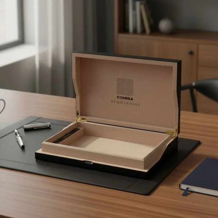 Cohiba Atmosphere Mat Siyah Humidor Puro Kutusu 25s