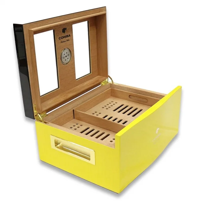Cohiba Camlı Puro Kutusu Humidor Sarı 70s