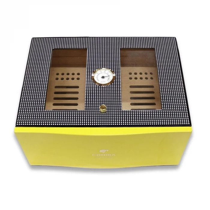 Cohiba Camlı Puro Kutusu Humidor Sarı 70s