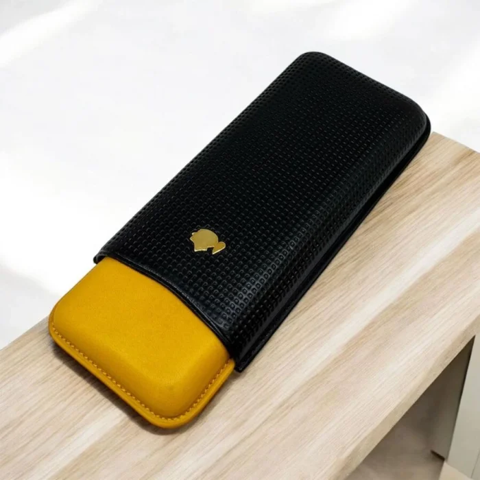Cohiba Deri Puro Kılıfı 3lü Siyah/Sarı (56Ring)