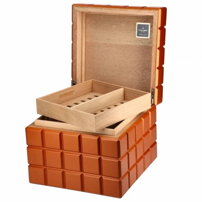 Colibri Heritage Cube Turuncu İspanyol Sedir Ağacı Nemlendirici Humidor HU125T6 - Parmida