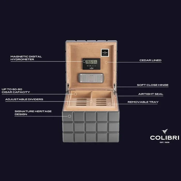 Colibri Heritage Cube Turuncu İspanyol Sedir Ağacı Nemlendirici Humidor HU125T6 - Parmida