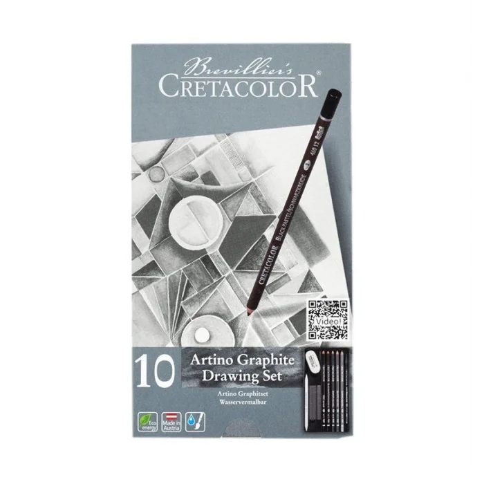 Cretacolor Artino Graphite Drawing Set Karakalem Eskiz Çizim Seti Metal Kutu 10 Parça