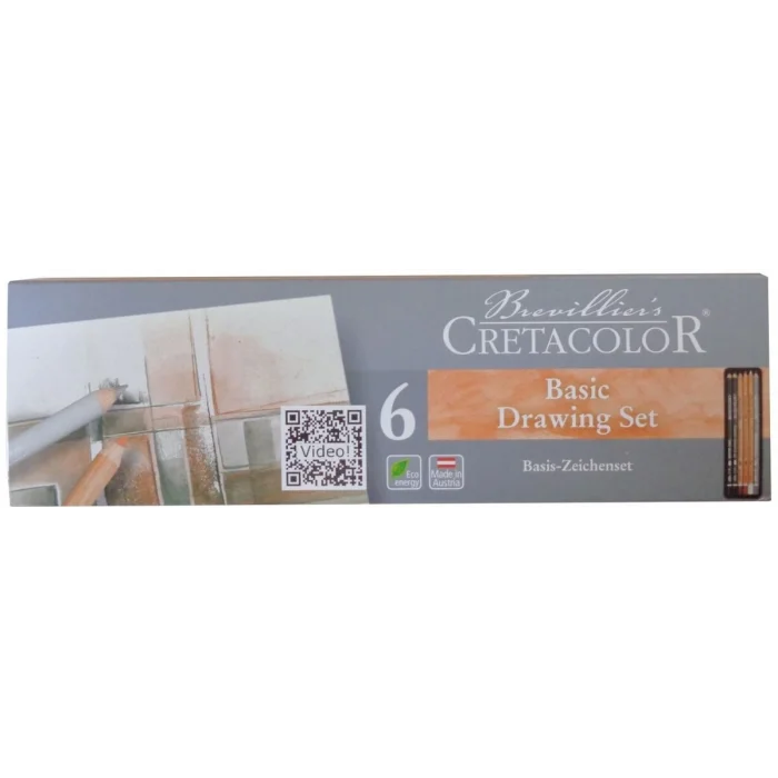 Cretacolor Basic Drawing Set Karakalem Eskiz Çizim Seti Metal Kutu 6 Parça