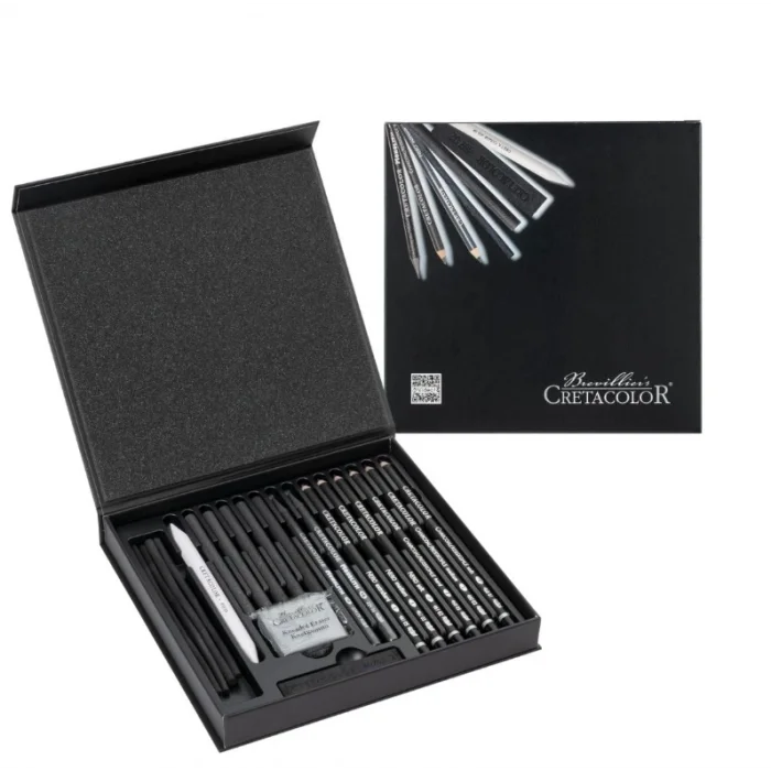 Cretacolor Black Box Premium Karakalem Eskiz Çizim Seti Hediyelik Kutu 20 Parça