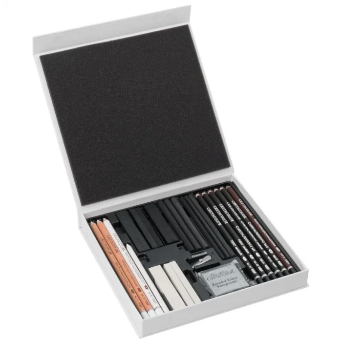Cretacolor Black & White Drawing Set Premium Karakalem Eskiz Çizim Seti Hediyelik Kutu 25 Parça