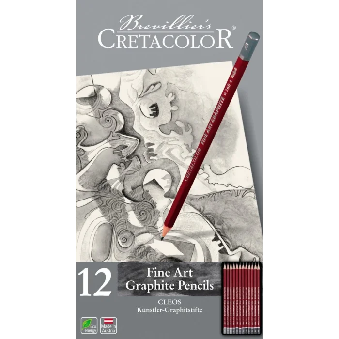Cretacolor Fine Art Graphite Dereceli Kalem Karakalem Eskiz Çizim Seti Metal Kutu 12li