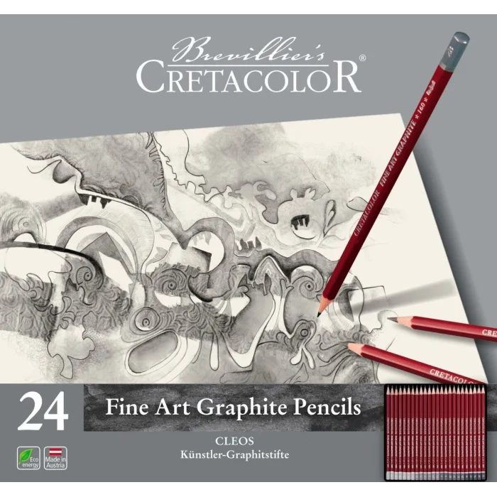Cretacolor Fine Art Graphite Dereceli Kalem Karakalem Eskiz Çizim Seti Metal Kutu 24lü