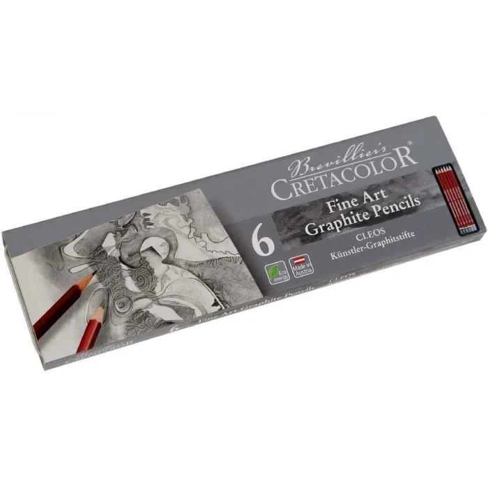 Cretacolor Fine Art Graphite Dereceli Kalem Karakalem Eskiz Çizim Seti Metal Kutu 6lı