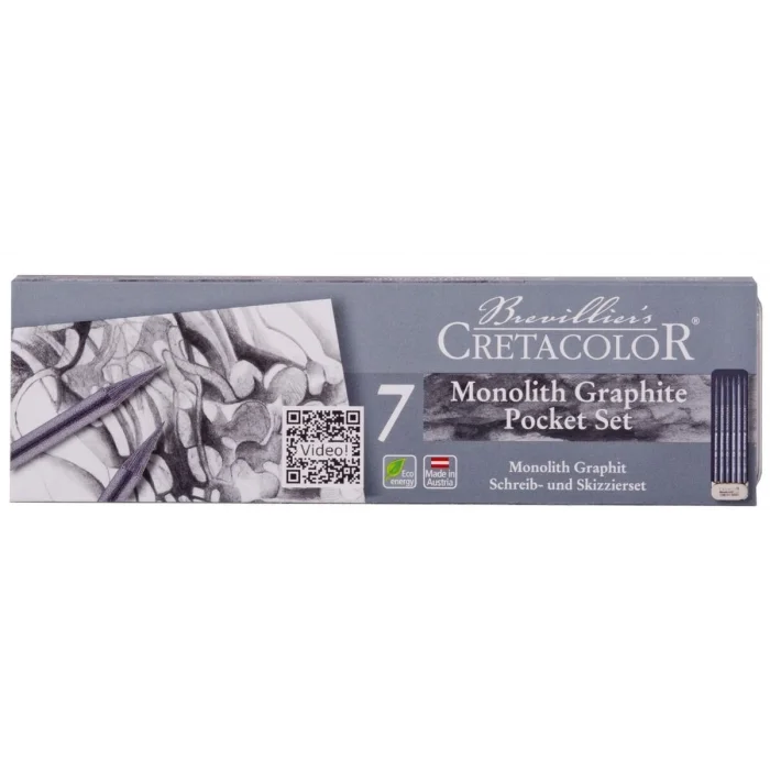 Cretacolor Monolith Graphite Ağaçsız Füzen Çizim Kalemi Seti 7 Parça Metal Kutu