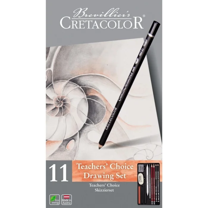 Cretacolor Teachers Choice Beginner Drawing Set Karakalem Eskiz Çizim Seti Metal Kutu 11 Parça
