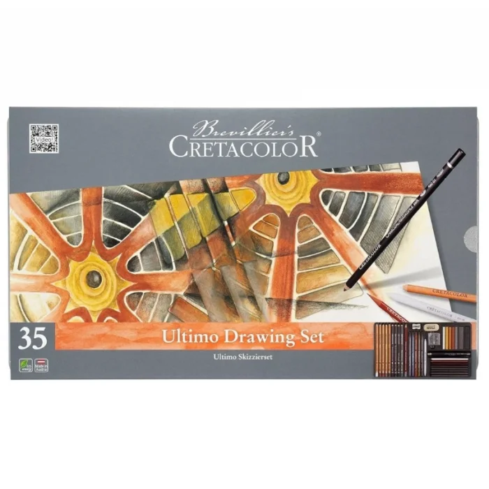 Cretacolor Ultimo Drawing Set Profesyonel Karakalem Eskiz Çizim Seti 35 Parça Metal Kutu