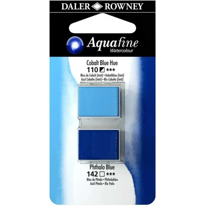 Daler Rowney Aquafine 1/2 Tablet Sulu Boya 2li Set COBALT BLUE HUE / PHTHALO BLUE