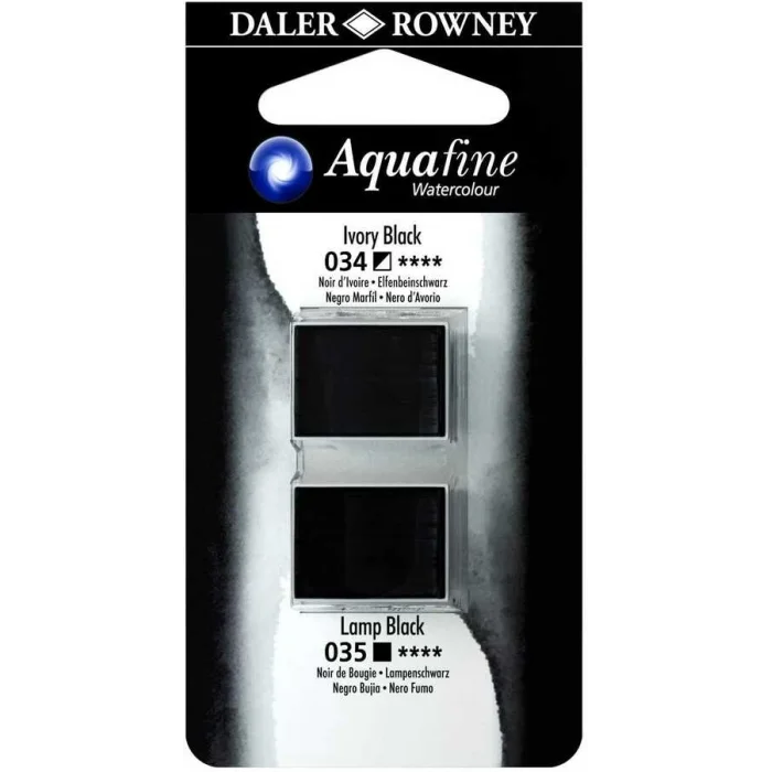 Daler Rowney Aquafine 1/2 Tablet Sulu Boya 2li Set IVORY BLACK / LAMP BLACK