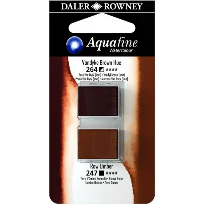 Daler Rowney Aquafine 1/2 Tablet Sulu Boya 2li Set VANDYKE BROWN HUE / RAW UMBER